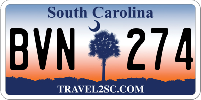 SC license plate BVN274