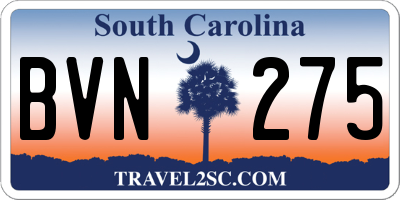 SC license plate BVN275
