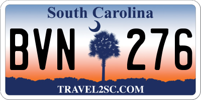 SC license plate BVN276