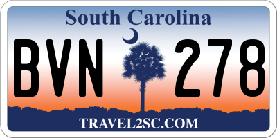 SC license plate BVN278
