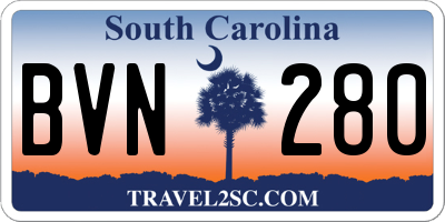 SC license plate BVN280