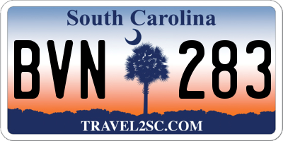 SC license plate BVN283
