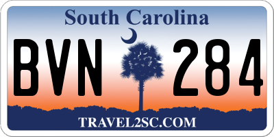 SC license plate BVN284