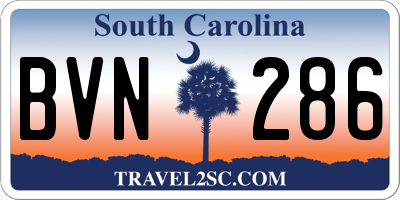 SC license plate BVN286