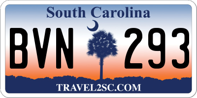 SC license plate BVN293