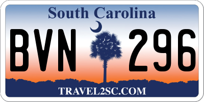 SC license plate BVN296