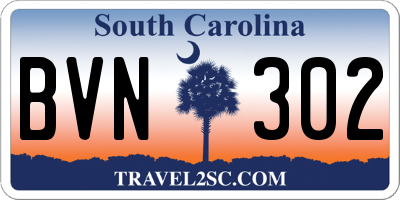 SC license plate BVN302