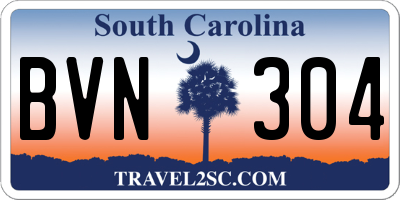 SC license plate BVN304
