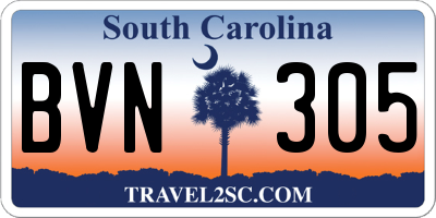 SC license plate BVN305