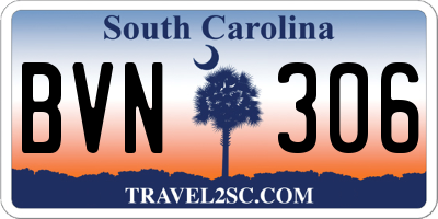 SC license plate BVN306