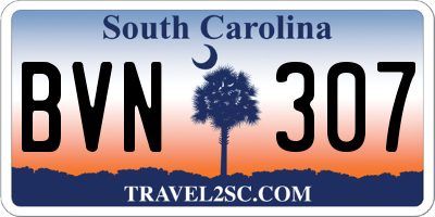 SC license plate BVN307