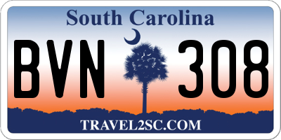 SC license plate BVN308