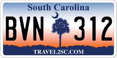 SC license plate BVN312
