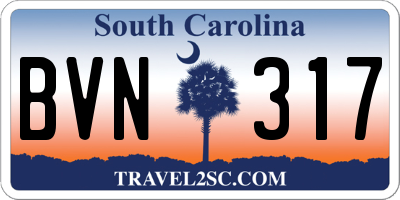 SC license plate BVN317