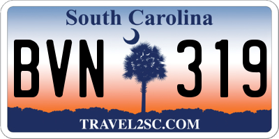 SC license plate BVN319