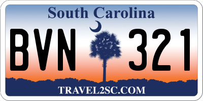 SC license plate BVN321