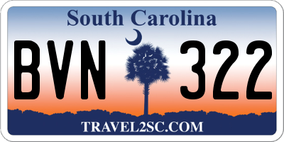 SC license plate BVN322