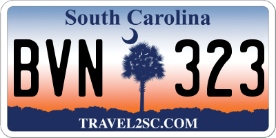 SC license plate BVN323