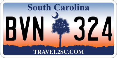 SC license plate BVN324