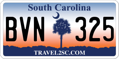 SC license plate BVN325