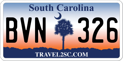 SC license plate BVN326