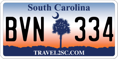 SC license plate BVN334