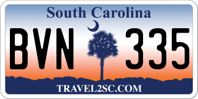SC license plate BVN335