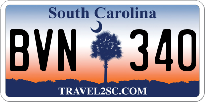 SC license plate BVN340