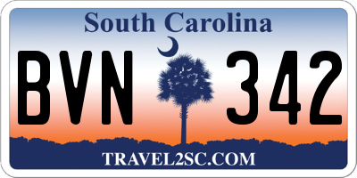 SC license plate BVN342