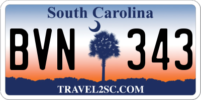 SC license plate BVN343