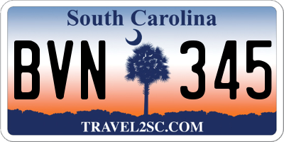 SC license plate BVN345