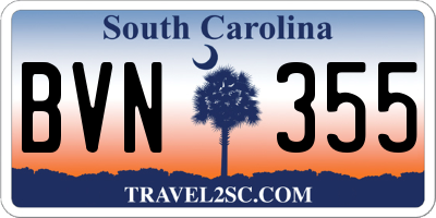 SC license plate BVN355