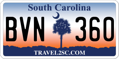 SC license plate BVN360