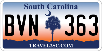 SC license plate BVN363
