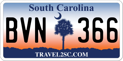 SC license plate BVN366