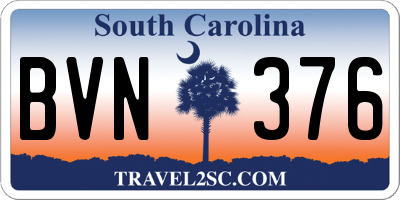 SC license plate BVN376