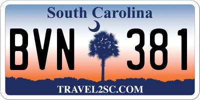 SC license plate BVN381