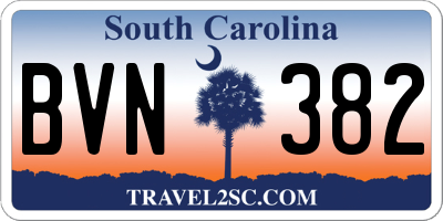 SC license plate BVN382