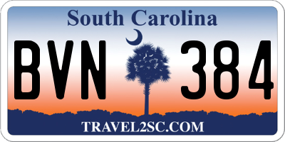 SC license plate BVN384