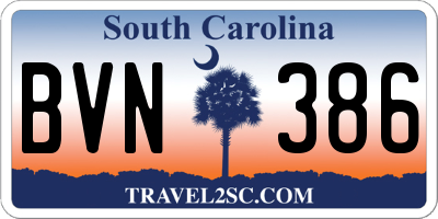SC license plate BVN386