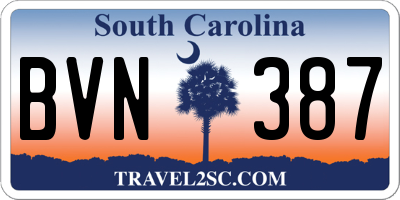 SC license plate BVN387