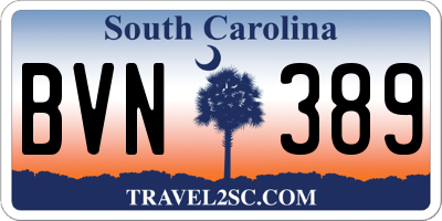 SC license plate BVN389
