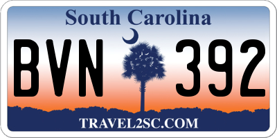 SC license plate BVN392