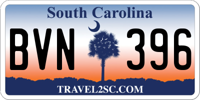 SC license plate BVN396