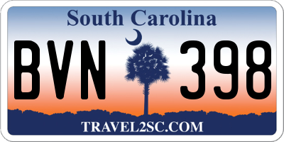SC license plate BVN398