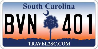 SC license plate BVN401