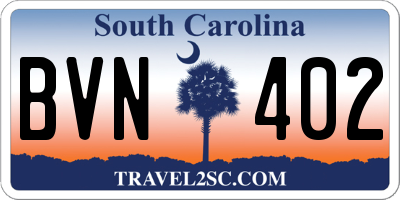 SC license plate BVN402