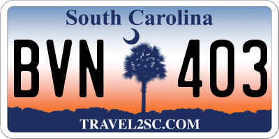 SC license plate BVN403
