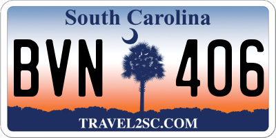 SC license plate BVN406