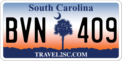 SC license plate BVN409